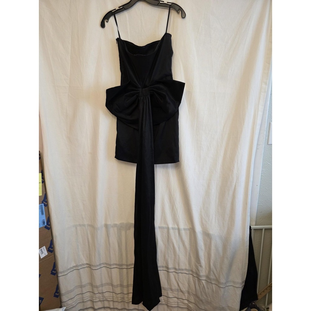 Betsey Johnson Dress Womens M Black Sweetheart Bow Ruched Bodycon‎ Mini Party